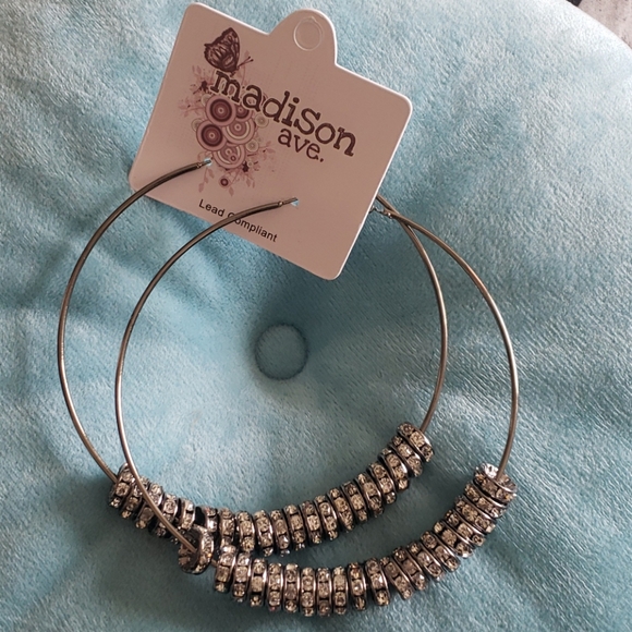 Rhinestone Diamond Hoops - Picture 1 of 2